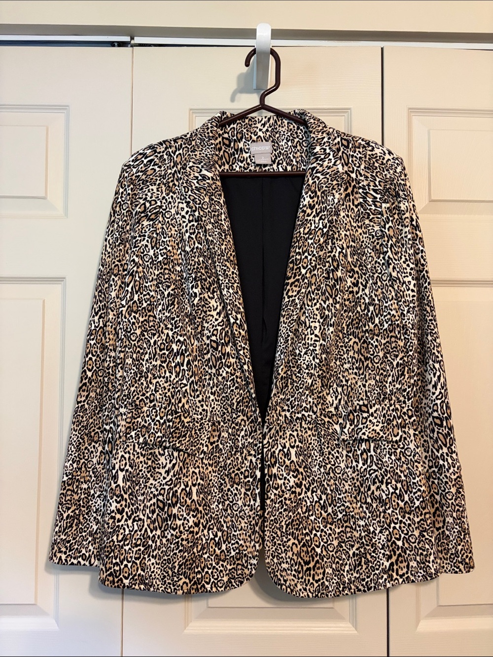Chico's Leopard Print Blazer Jacket - Black & Tan